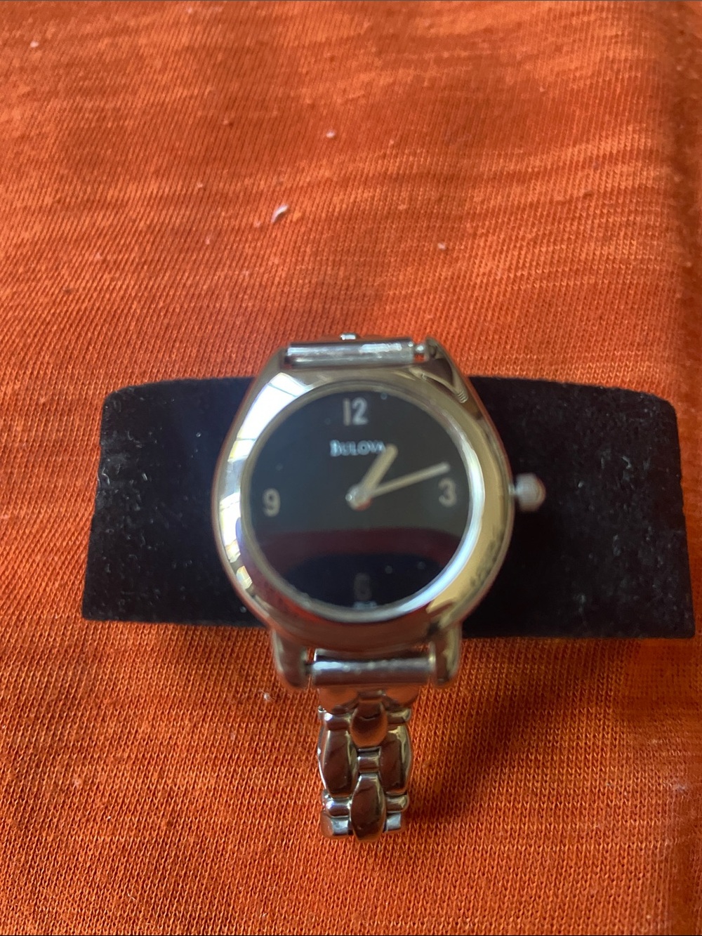 Bulova Silver Bracelet Watch with Black Dial